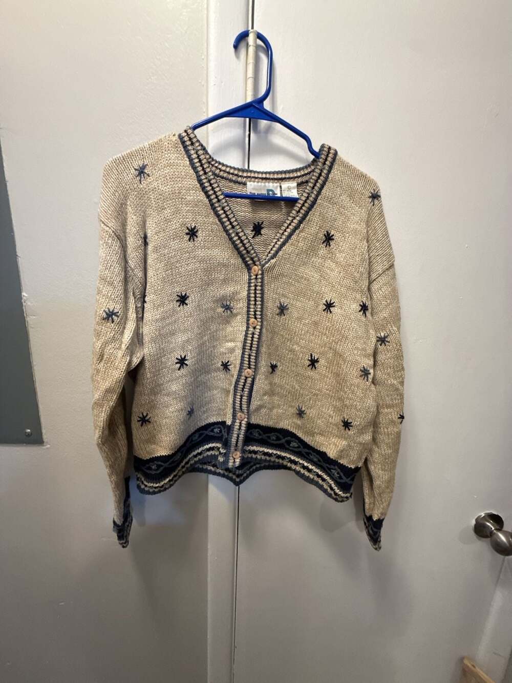 Paul Harris Design Cardigan Sweater Size L Beige Ramie Cotton